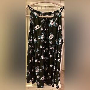 Torrid Black and White Tie Front Tiered Midi Blouse